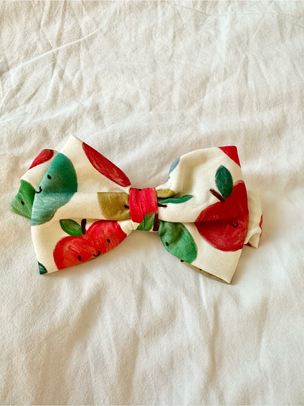 Little Sleepies Apple of my Eye Print Luxe Bow Headband - Red & Green
